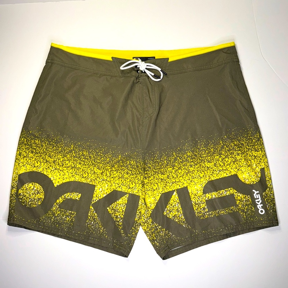 Oakley Swim Trunk Mens 40 Yellow Ombre Performance Fit Board Shorts Drawstring